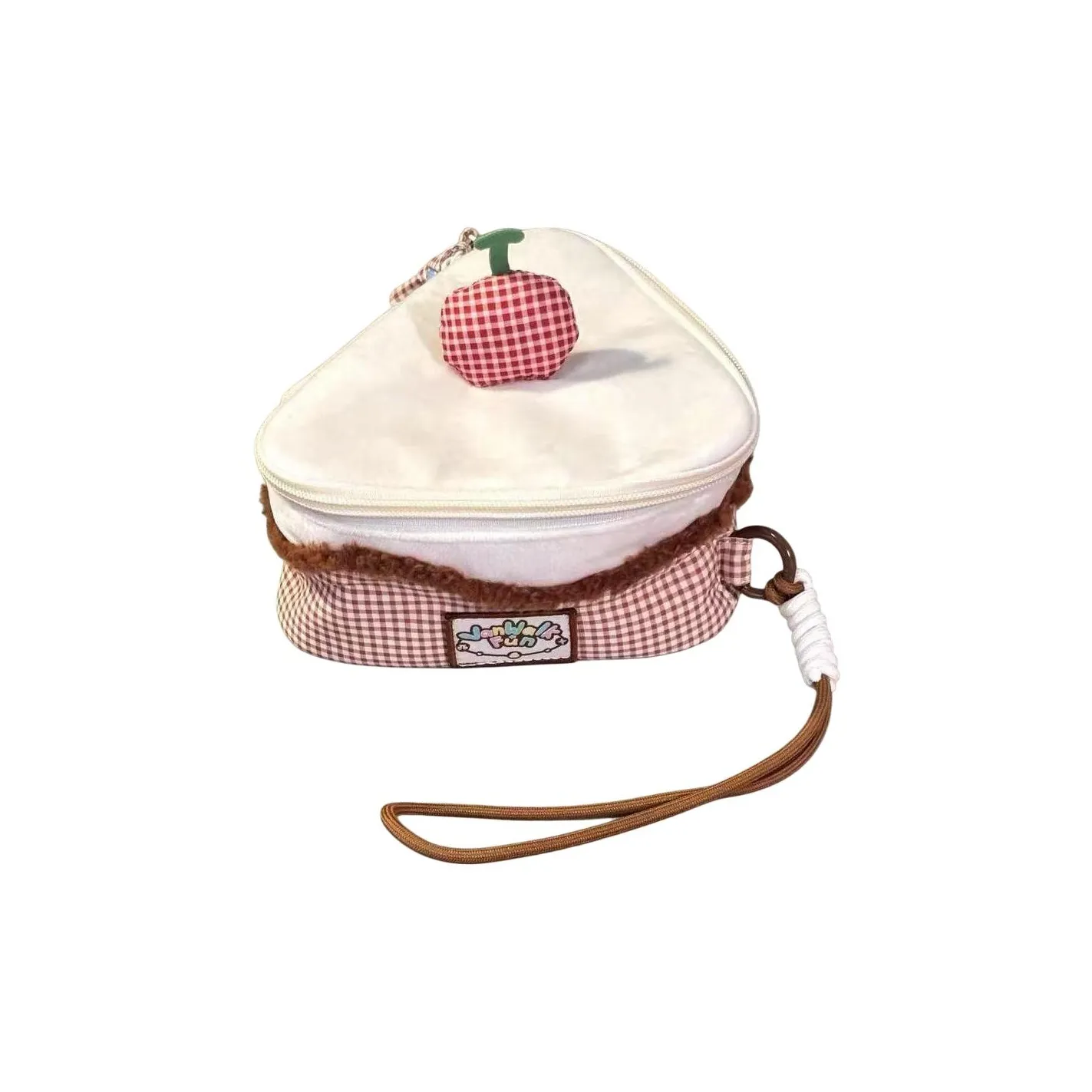 Love Of Wormwood Cute Cherry Cake Color Block Plaid Large Capacity Makeup Bag Portable Travel