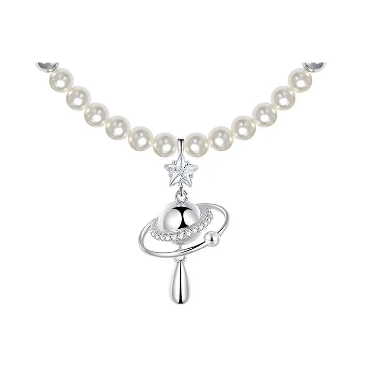 SUN HUNTER Белое золото с покрытием медный+искусственный жемчуг+синтетический кубический цирконий ожерелья женские