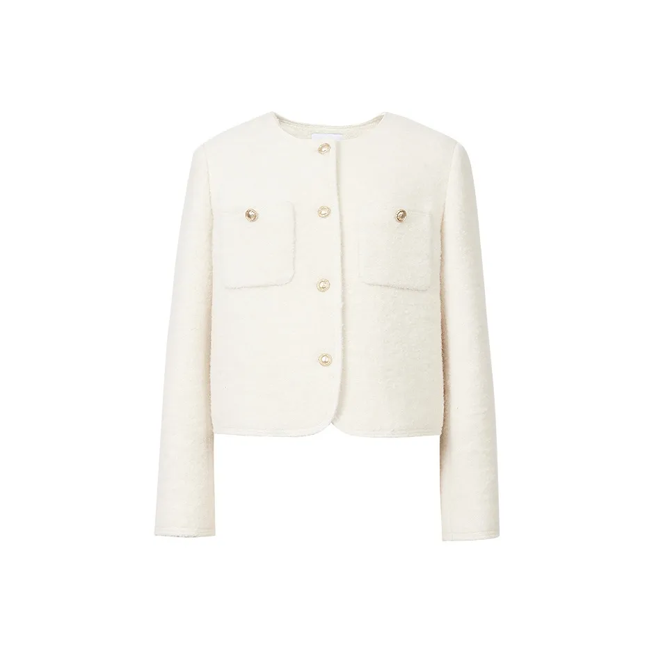 Hopeshow Экрю 004 Женское короткое пальто