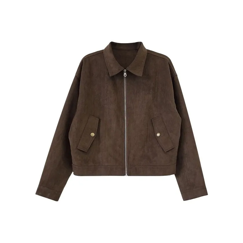 IUNOP Темно-коричневые женские бархатные куртки