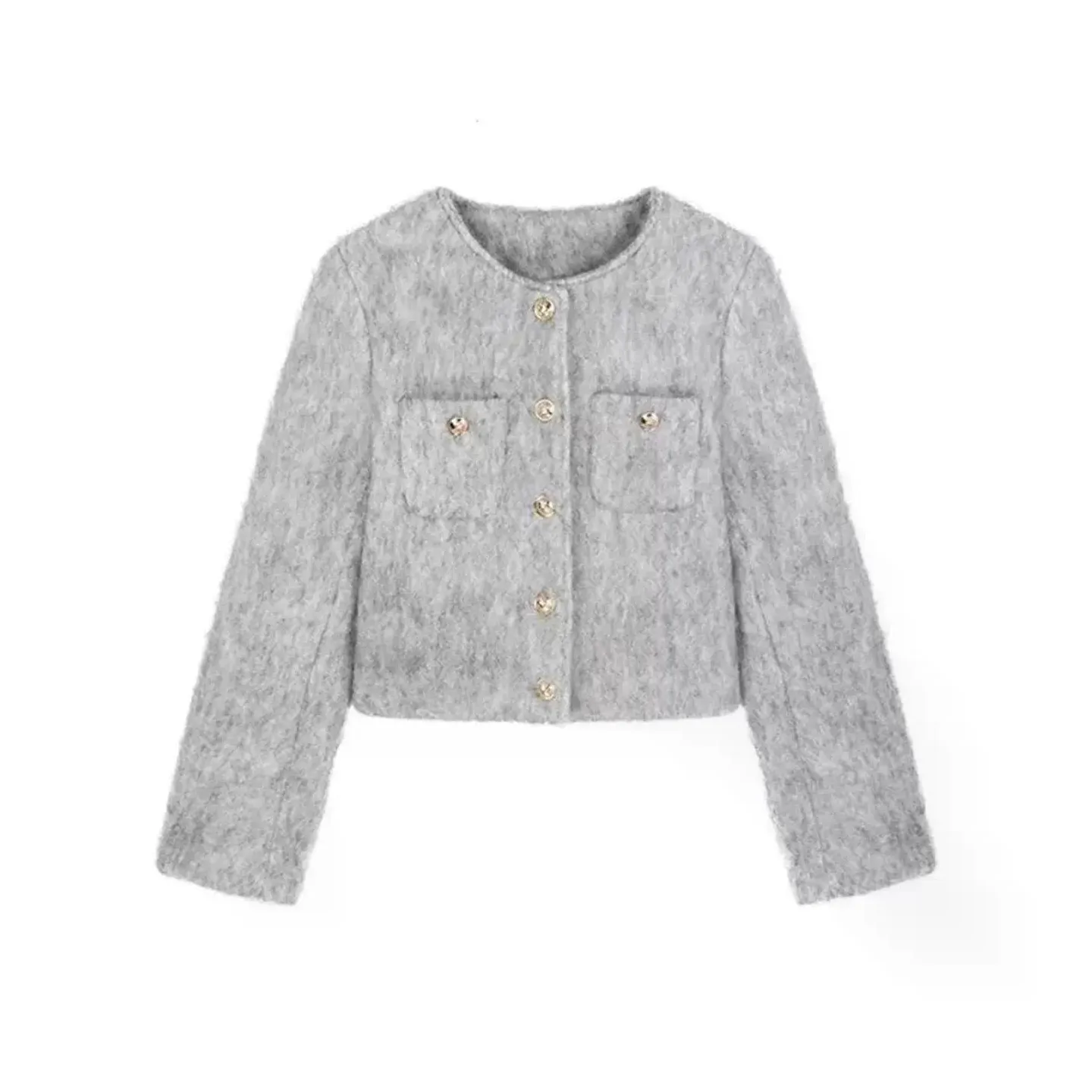 Dippanis Светло-серый Женский Короткий Пальто