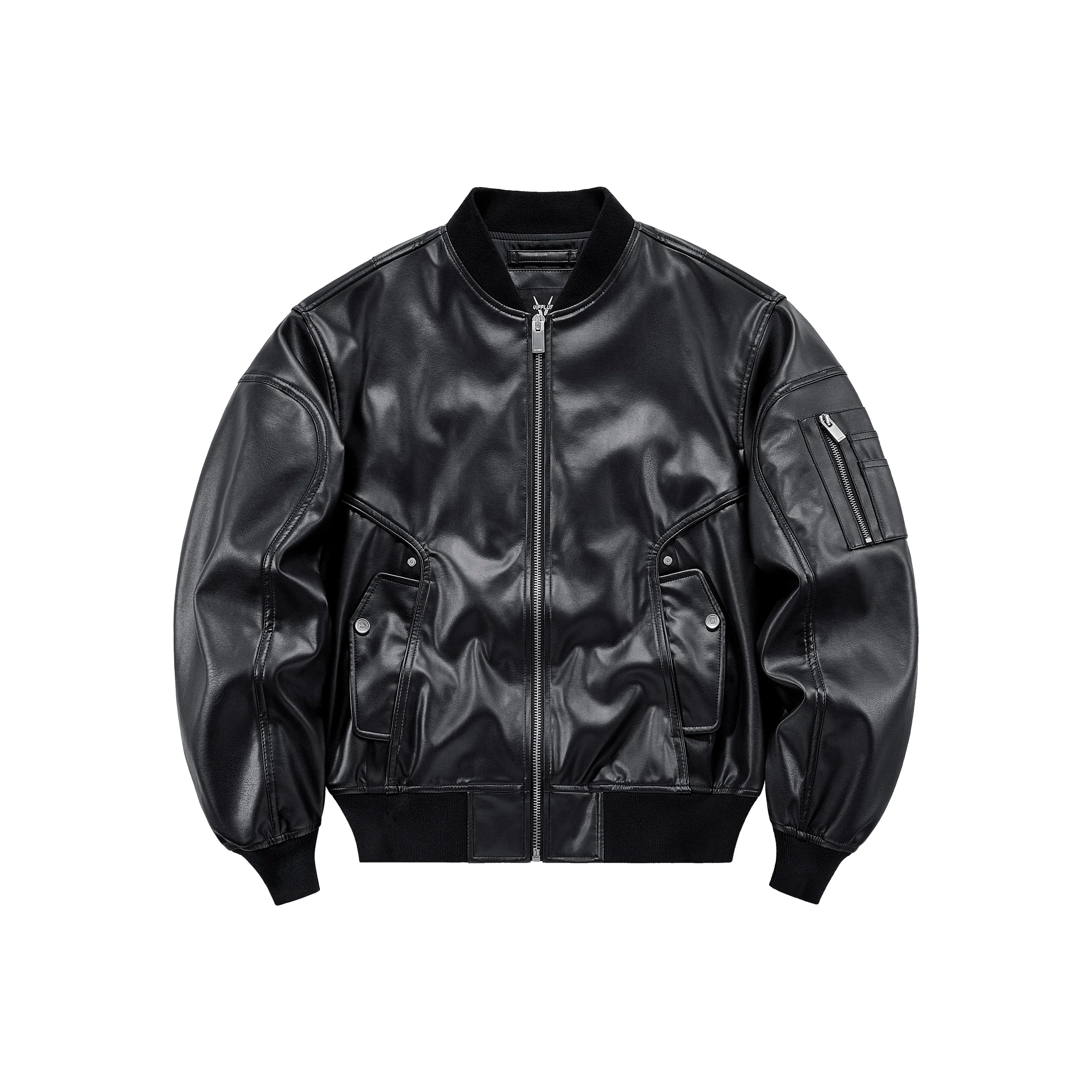 VIP Черный Унисекс Кожаные Куртки