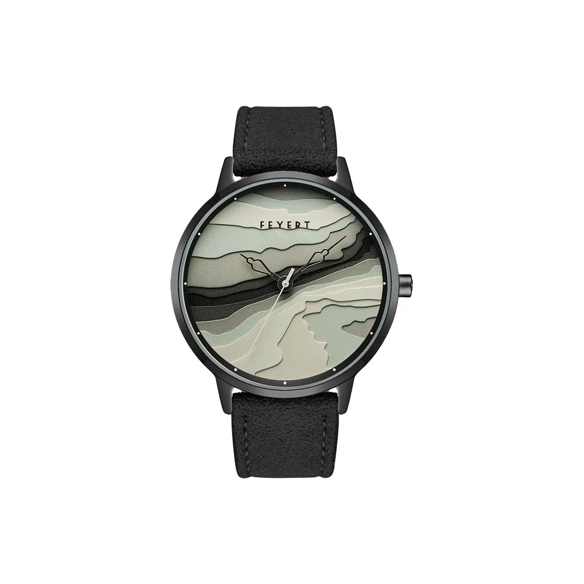 FEYERT Fife Open Country Collection Коробка Кварцевый механизм Кожаный ремешок Часы Унисекс Черный циферблат