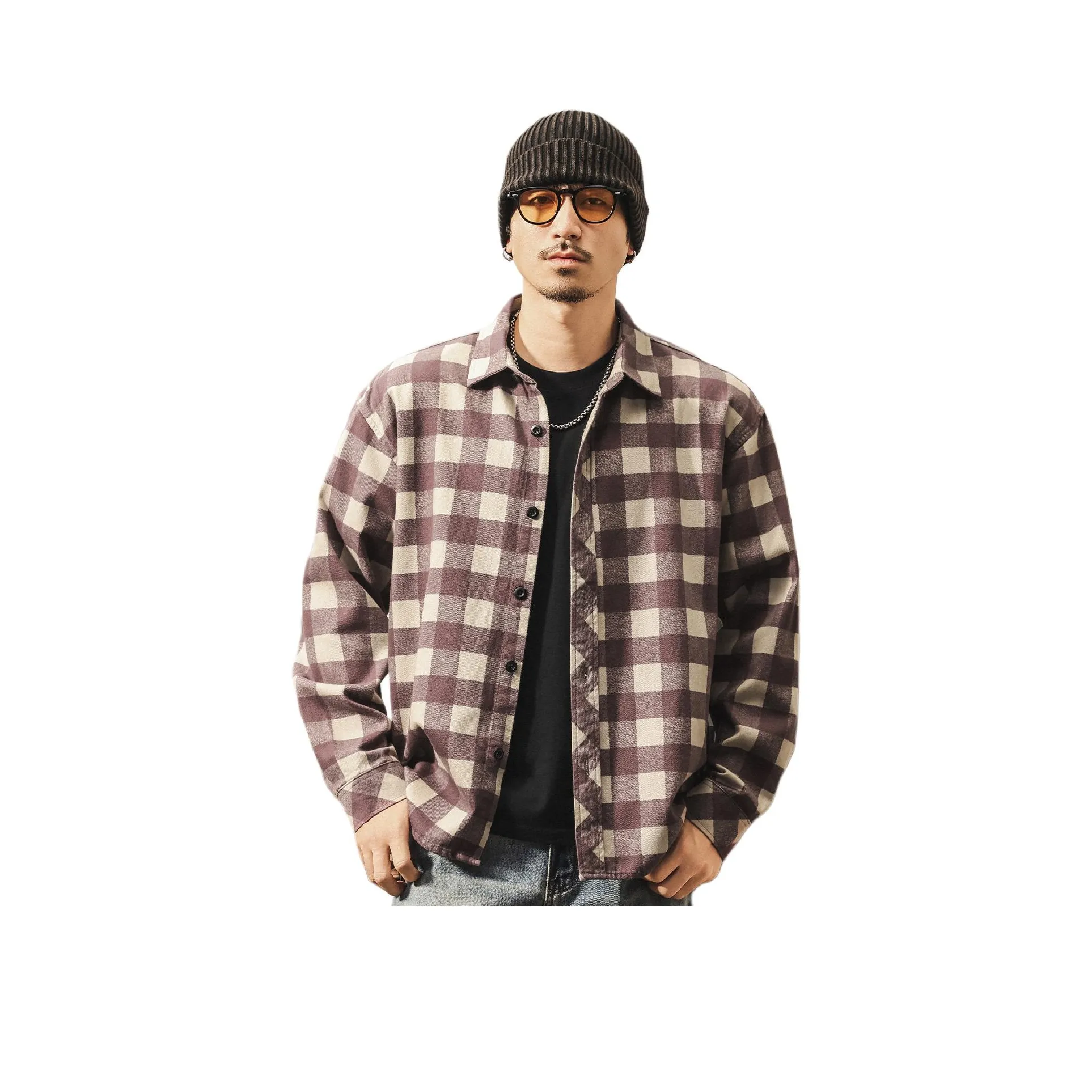 JIELEINUO Фиолетовые Мужские Рубашки