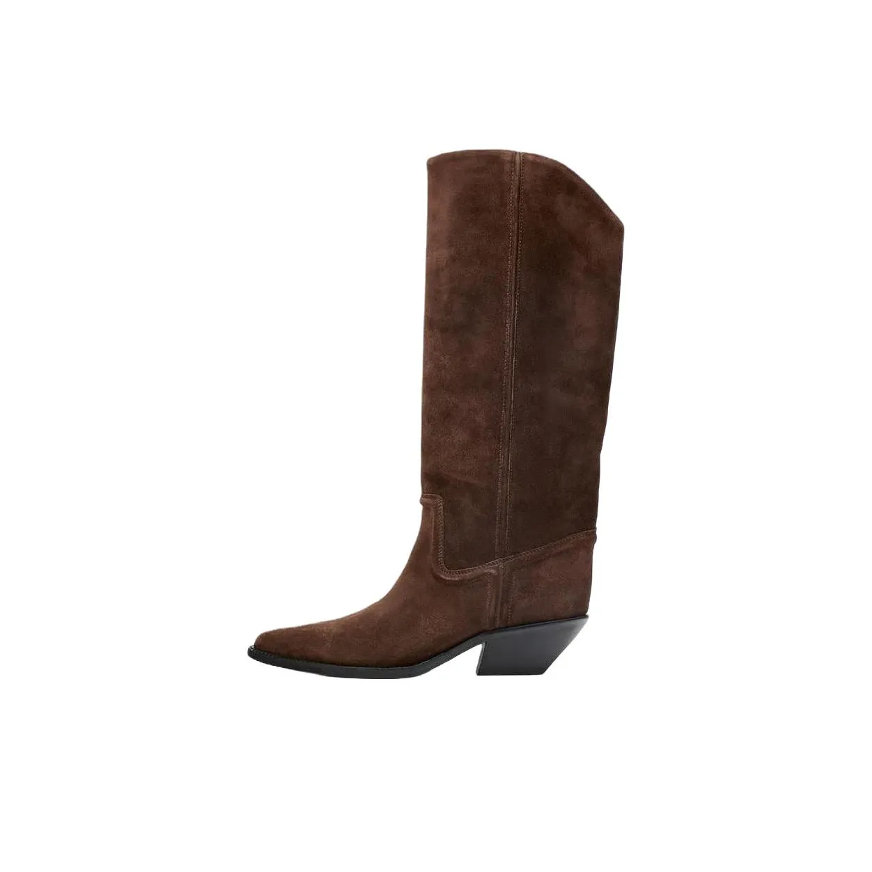 ZARA Колено Высокие сапоги 5,5 см Женские Коричневый