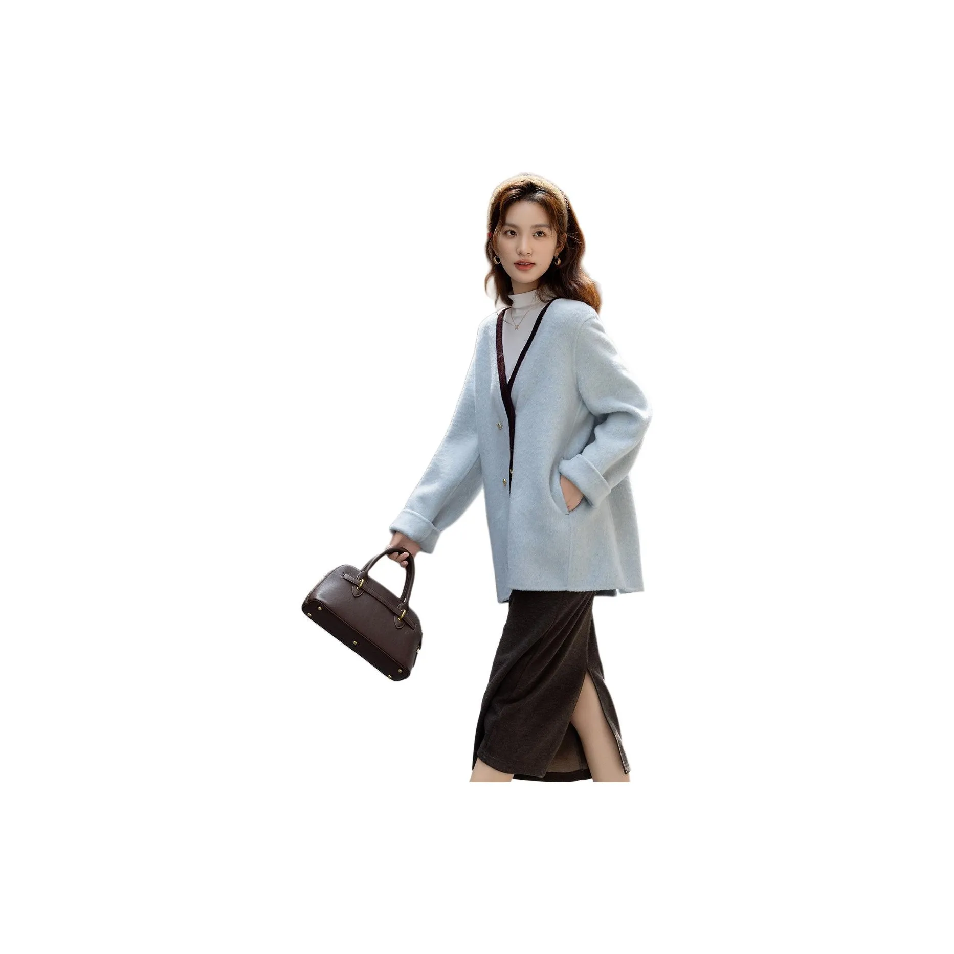 Dme Бирюзовый Синий Женское Пальто