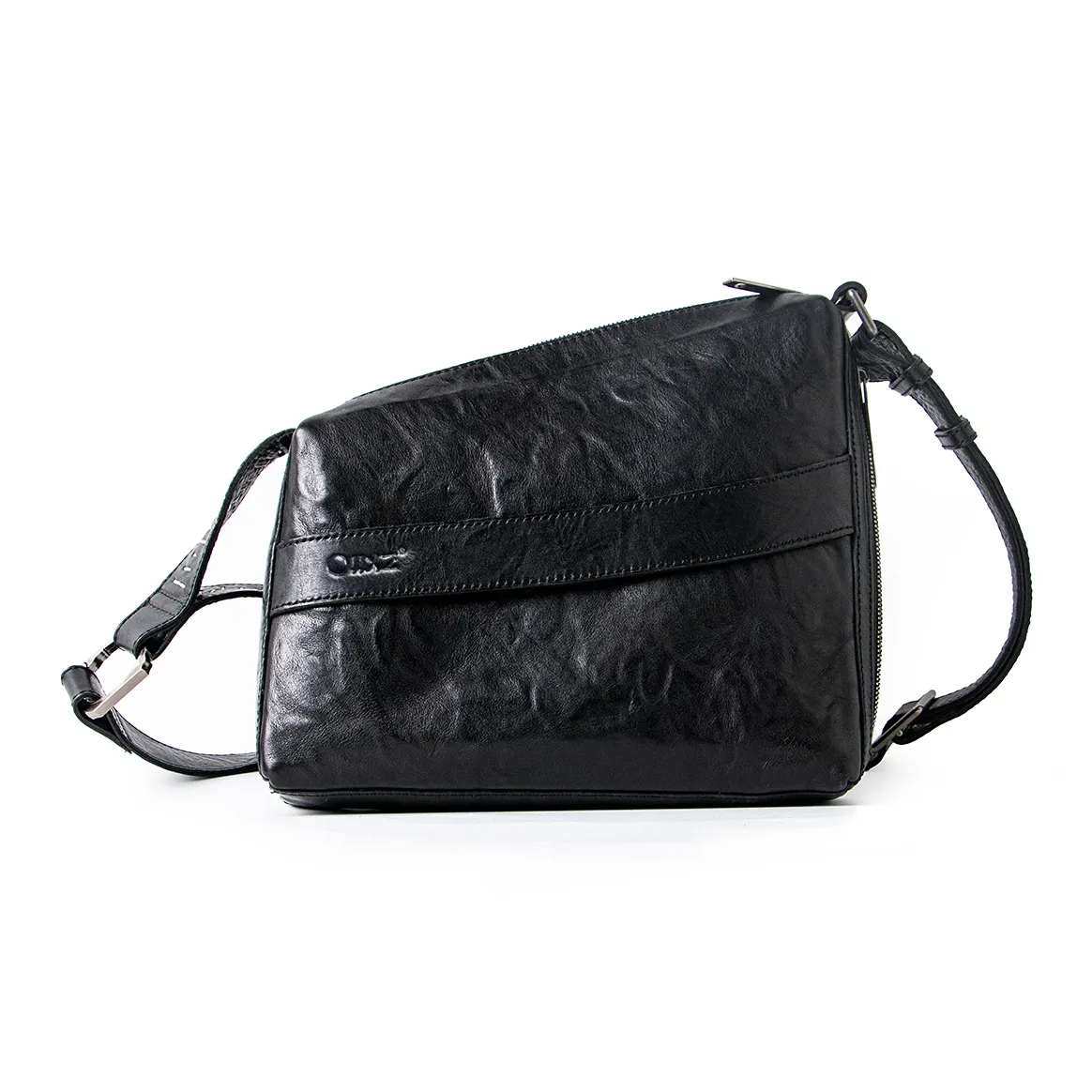 HUANXIANGZHE Растительное дубленое кожа Сумка через плечо Унисекс Черный