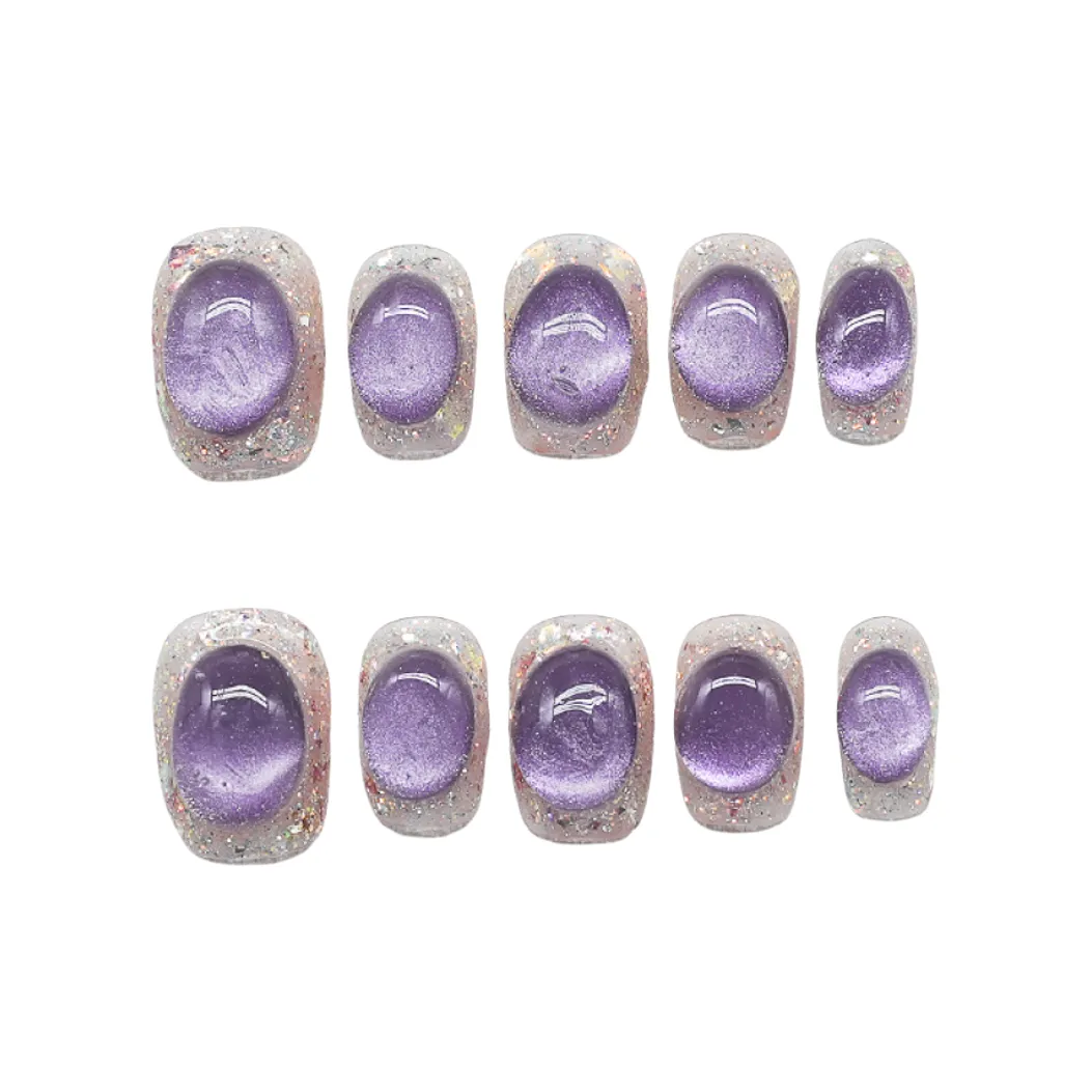 OEING Сапфир Кошка's Eye Премиум Feel Роскошь Короткий Квадрат Фиолетовый Jump Цвет Матовый