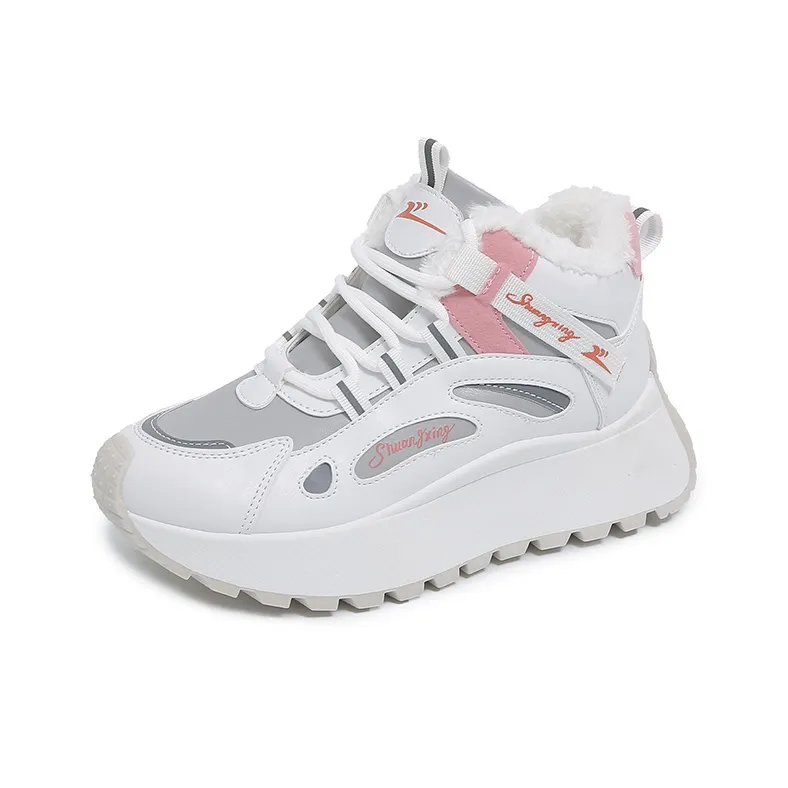 Binary Термический Высокий Топ Утепленная Обувь Женская Белая Розовая