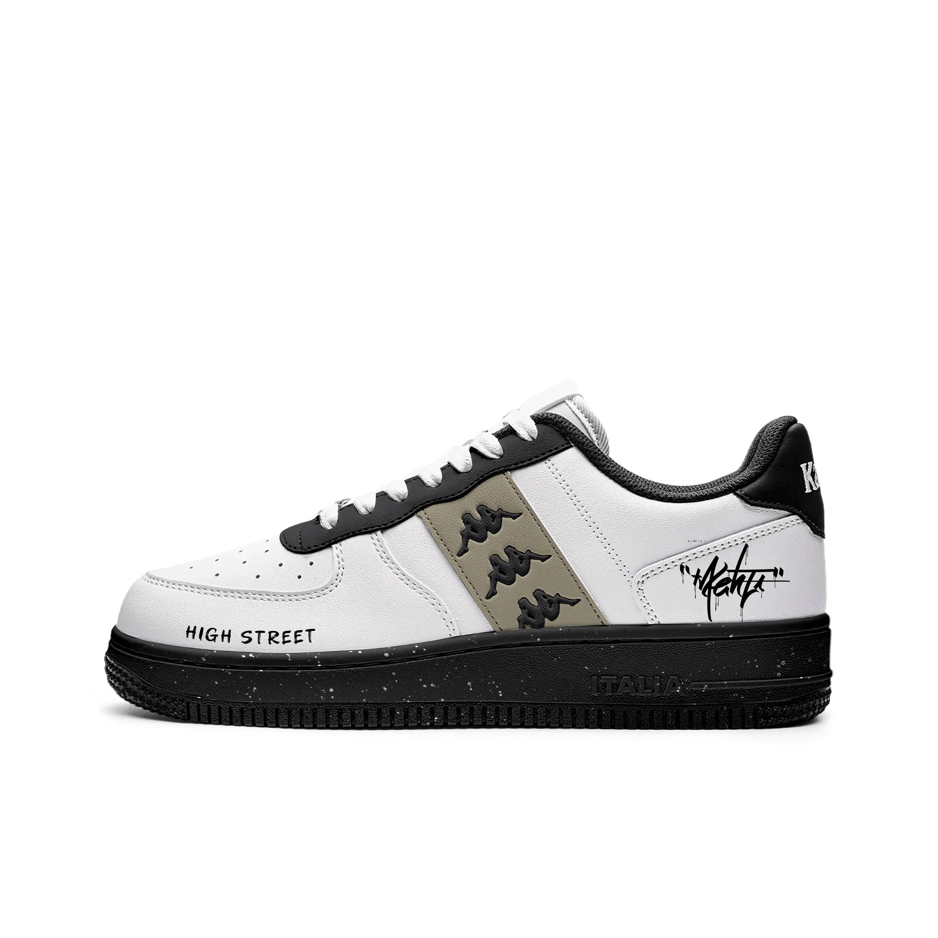 KAPPA Iris Shadow Покрытие Slip-Resistant Низкие Кроссовки для Скейтбординга Унисекс Черный Белый