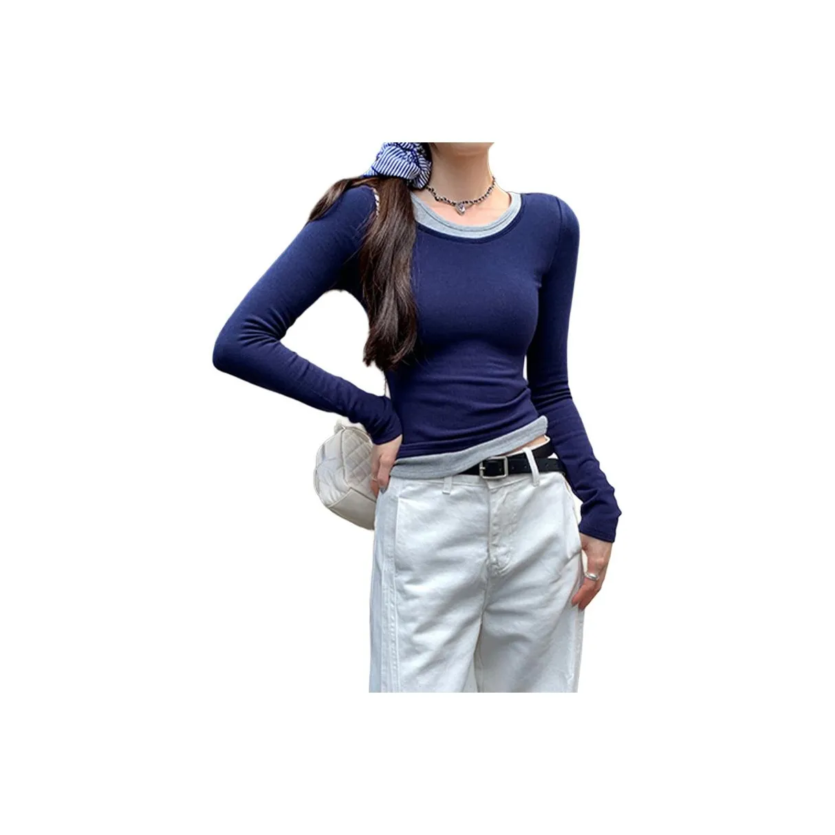 YICHEN Темно-синие женские футболки T