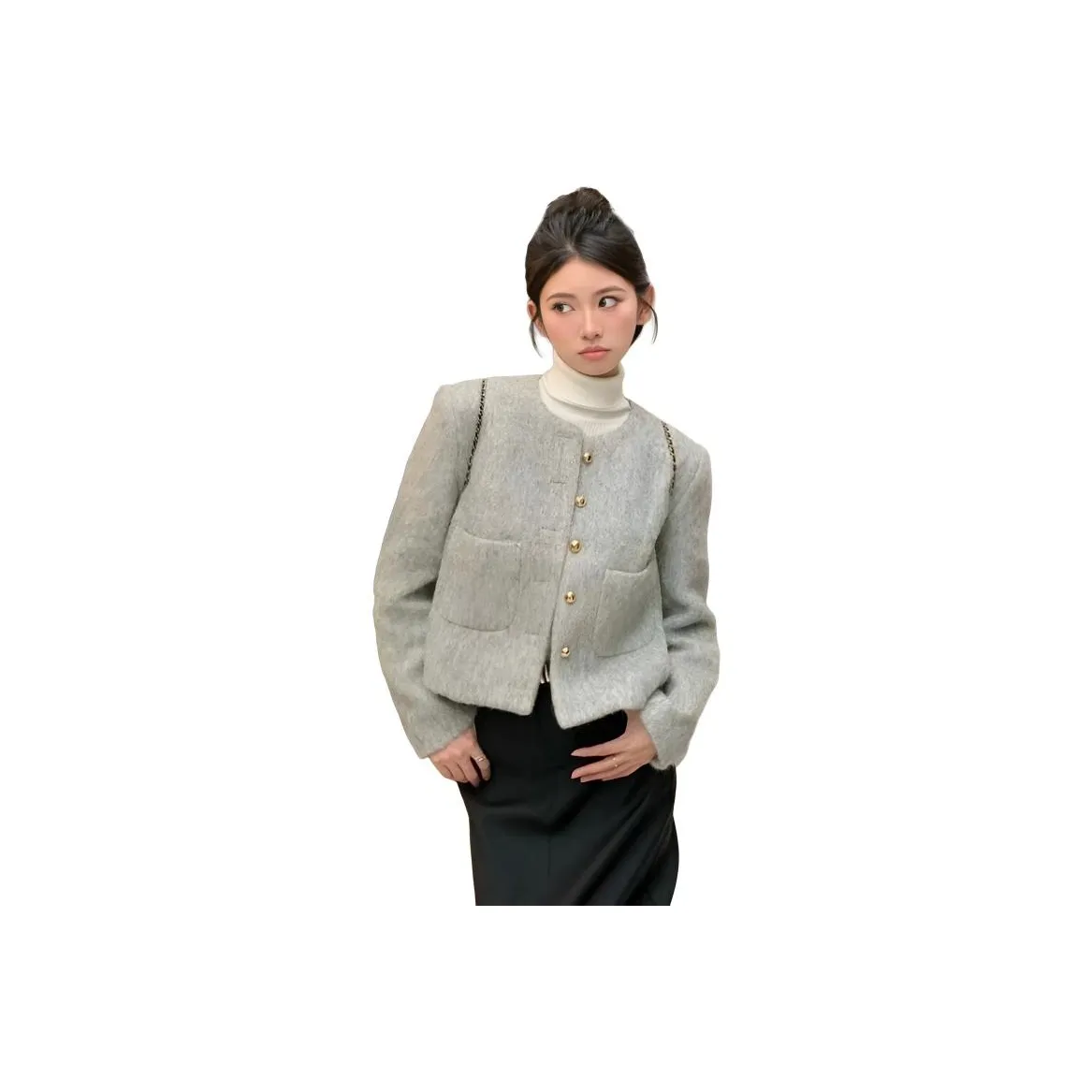 Dippanis Светло-серый Женский Короткий Пальто