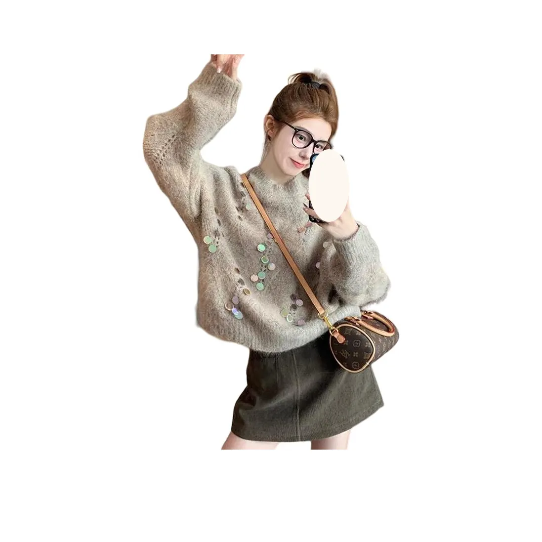 Dippanis Овсяной Топ+Короткая Юбка Женские Юбочные Комплекты