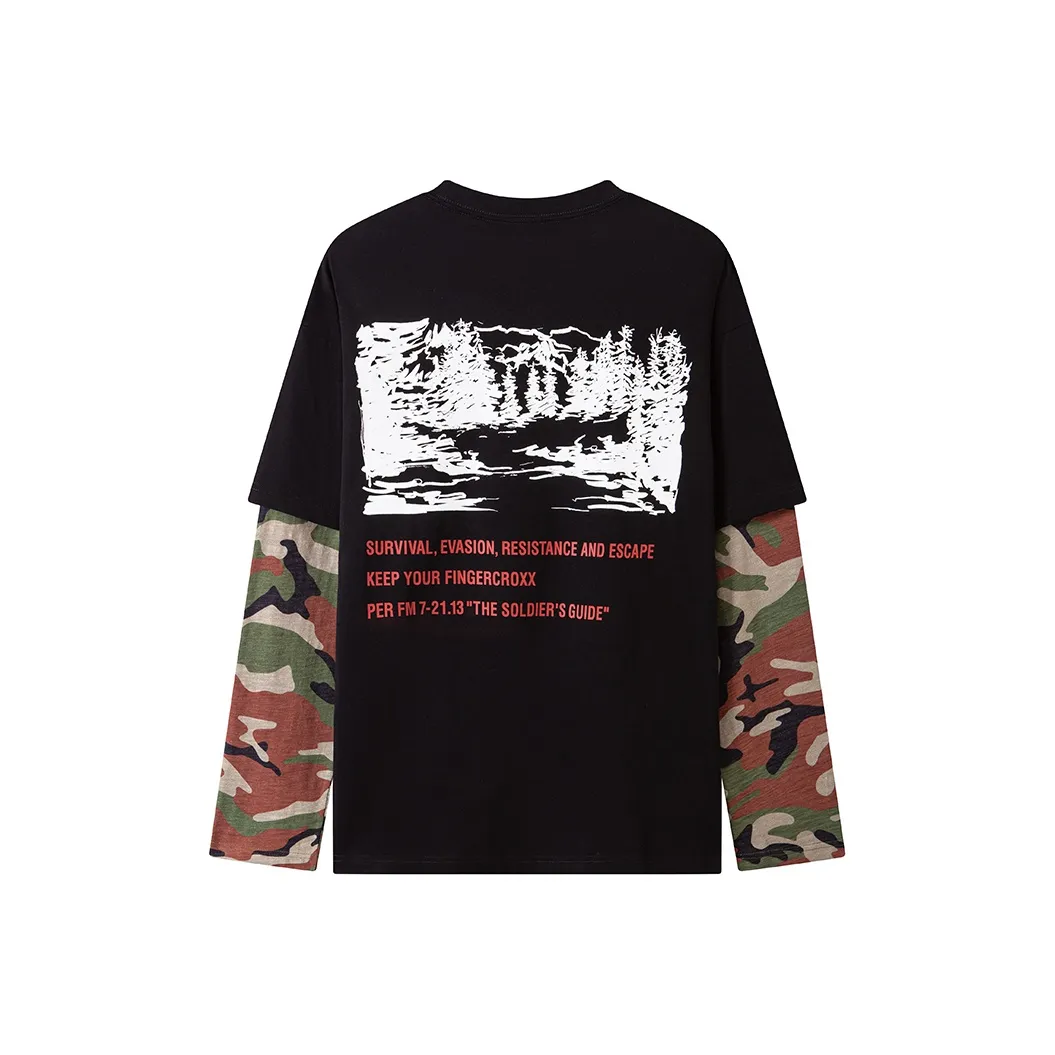 Fingercroxx Черный Зеленый Камуфляж Унисекс T-рубашки