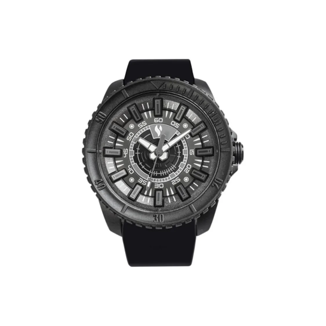 YOUNG STERNA Alliance Collection Кварцевый механизм Резиновый ремешок Часы Мужские Черный циферблат YFM002