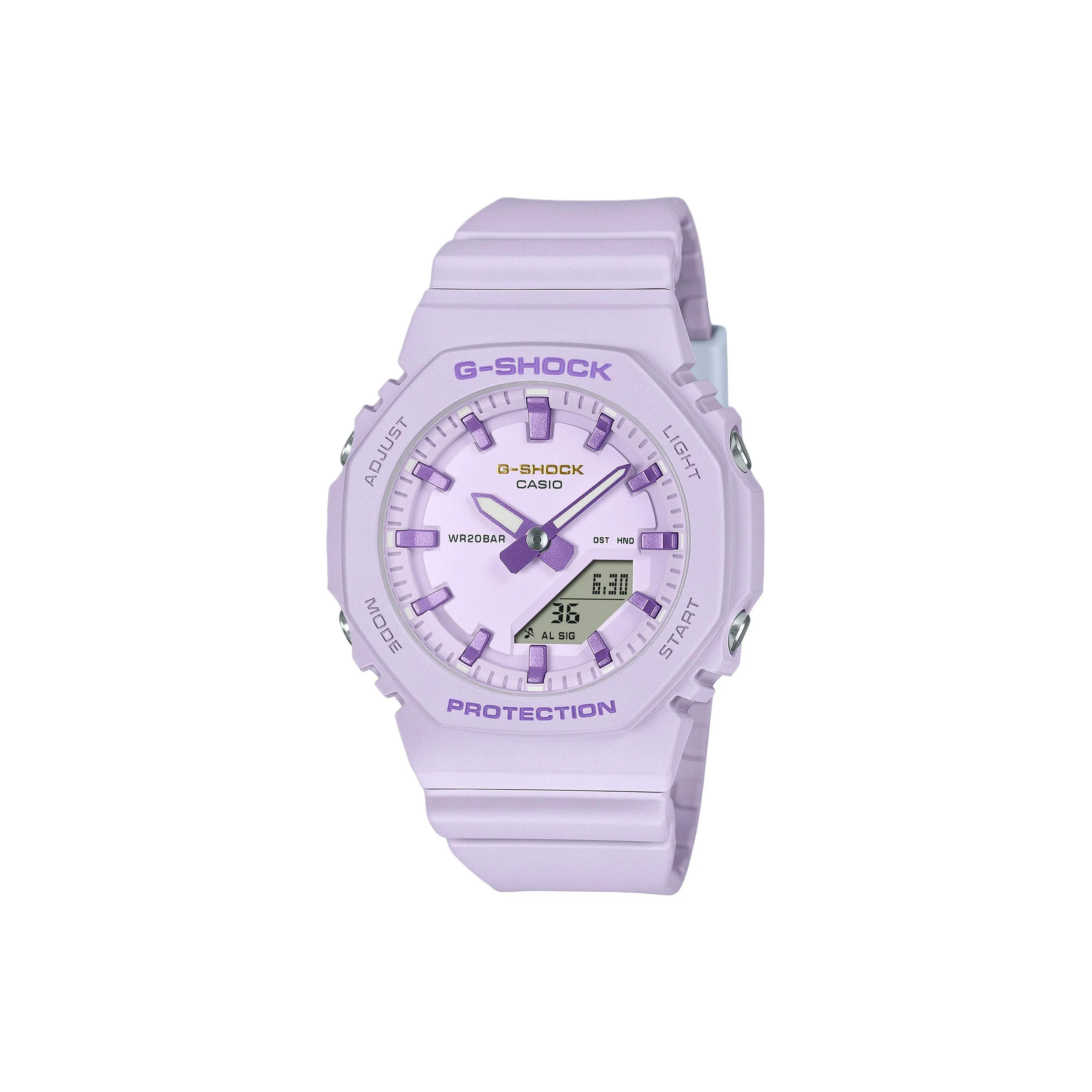 CASIO G SHOCK Collection Кварцевый механизм Смольный ремешок Часы для женщин Фиолетовый циферблат часов