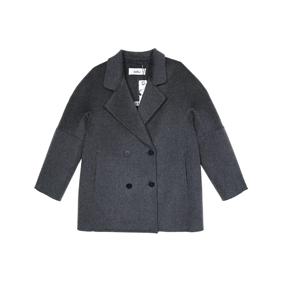 Betu Стоячий сотник овечья шерсть шерстяной MID длина двойной сторонний шерсть длинный рукав для коммутирования осень и зима женский