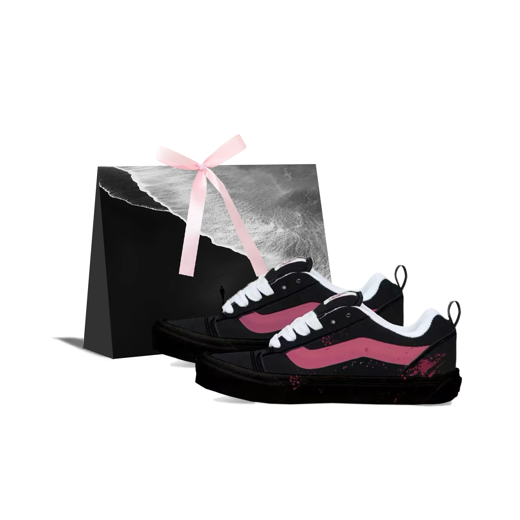 Vans Knu Skool Темно-ночной Enchantment Аbrasion Resistant Slip Resistant Low Top Скейтборд Кроссовки Унисекс Черный