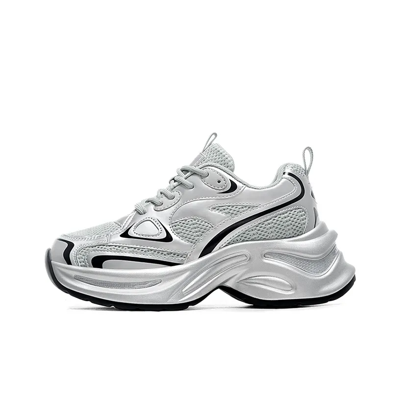 Warrior Дышащий Легкий Увеличение Высоты Низкий Топ Кроссовки с Толстой Подошвой Женские