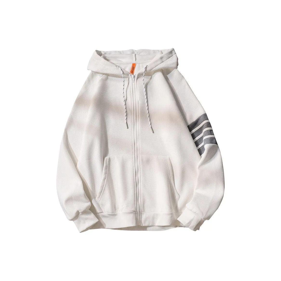 LUANBU Вафельная вязка Кардиган с молниями Свитшот Осенний и Зимний Четыре полосы Пальто Комплект для пары Унисекс