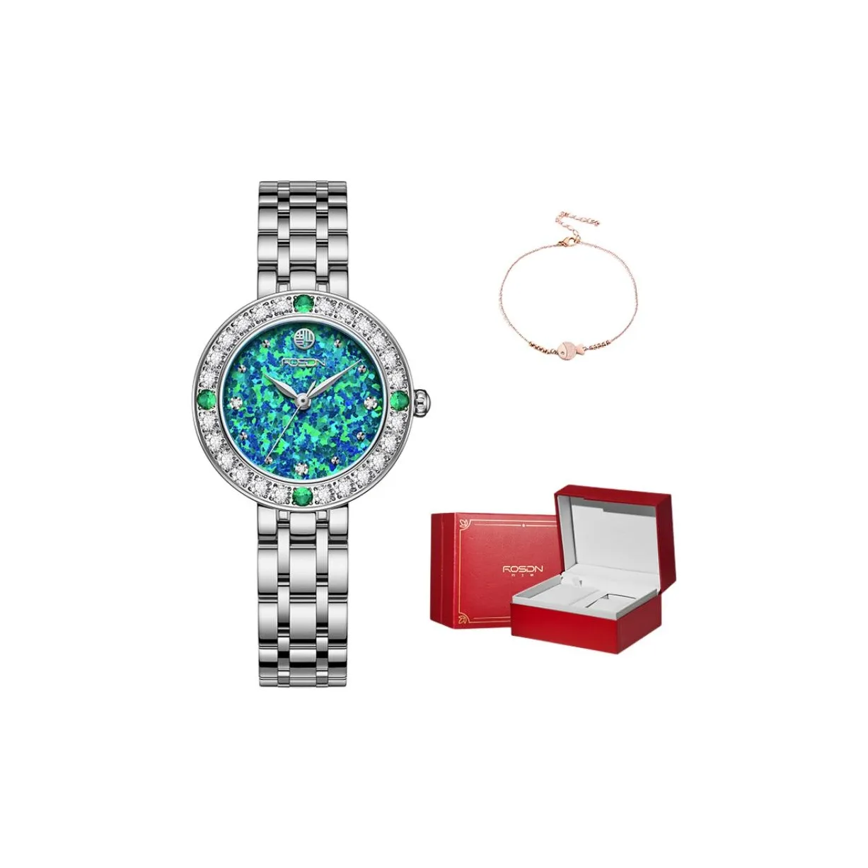 ROSDN Маленький циферблат кварцевый механизм ремешок из нержавеющей стали женские часы цвет циферблата жемчужная раковина