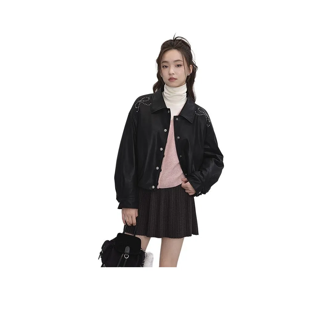 LEDIN Черный В наличии Женские Кожаные куртки