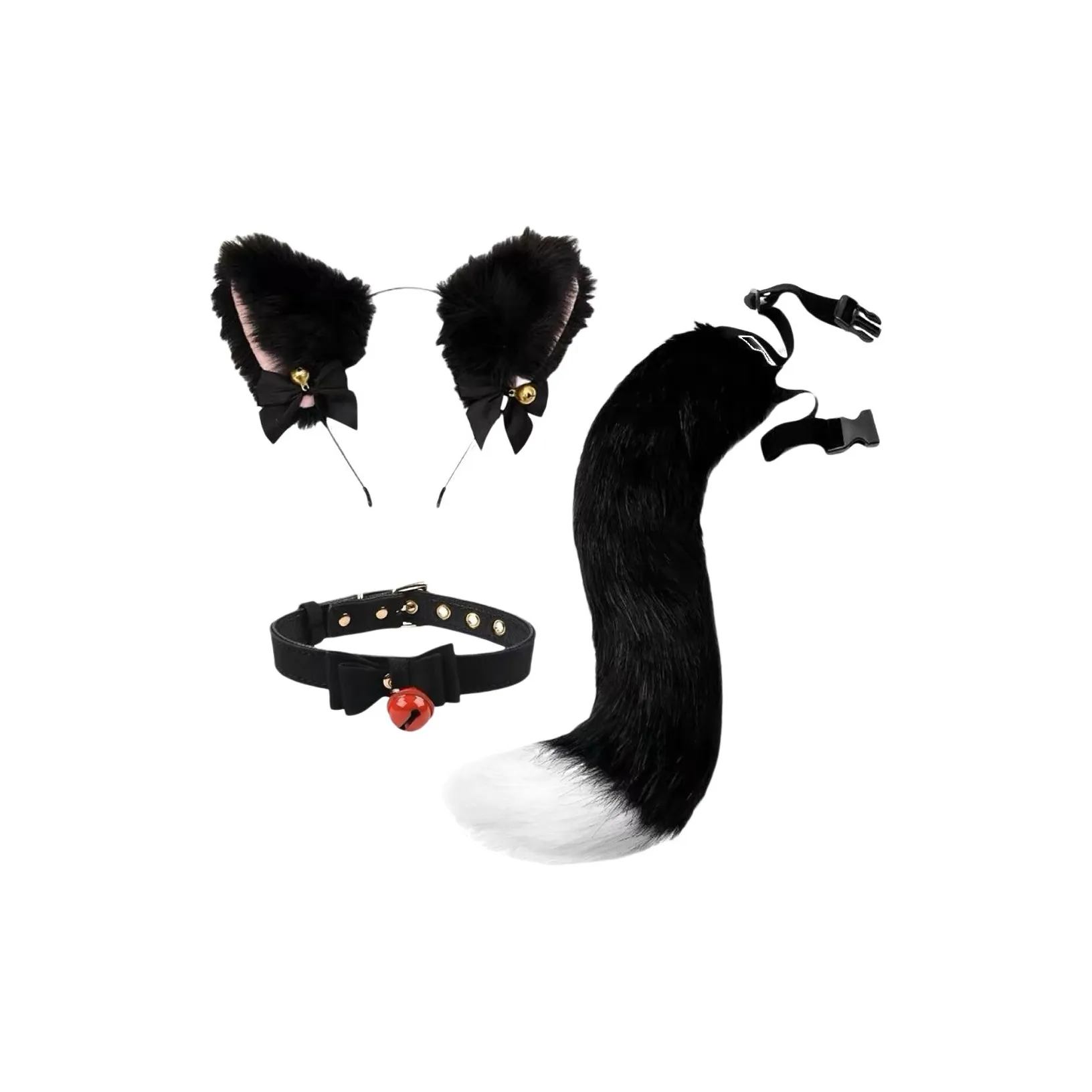 DUOMIAOYOU Косплей Кошачьи Ушки Ободок Аксессуар с Ласточкиным Хвостом Кошки Ручная Работа Милый Кошачий Девушечный Косплей Набор