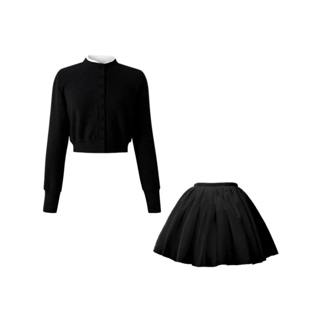 Dippanis Черный топ + Юбка Женские Комплекты с юбкой