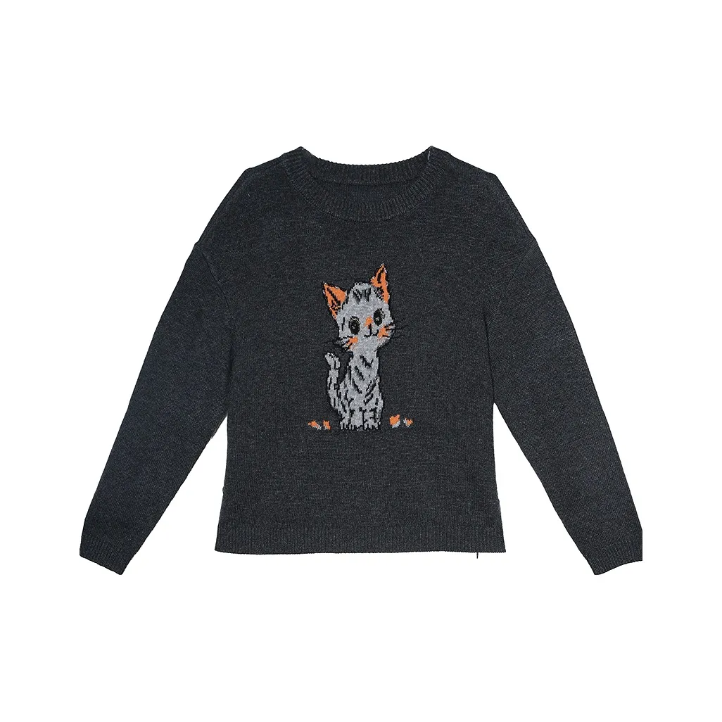 Betu Сто Шестьдесят Шесть Милый Котенок Жаккард Свободный крой Весенний Осенний Женский