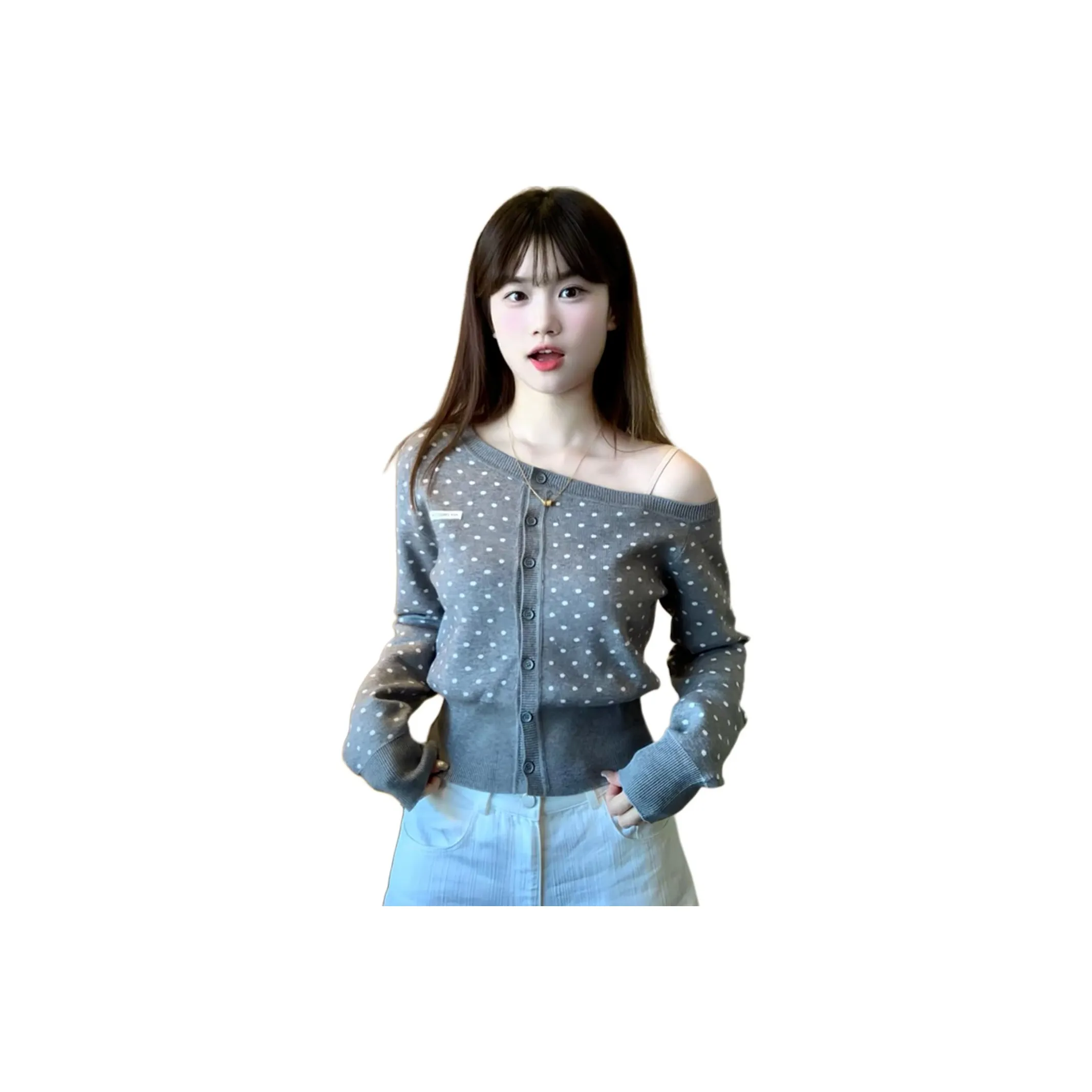 Mu Xiao Xin Серый Женский Трикотаж