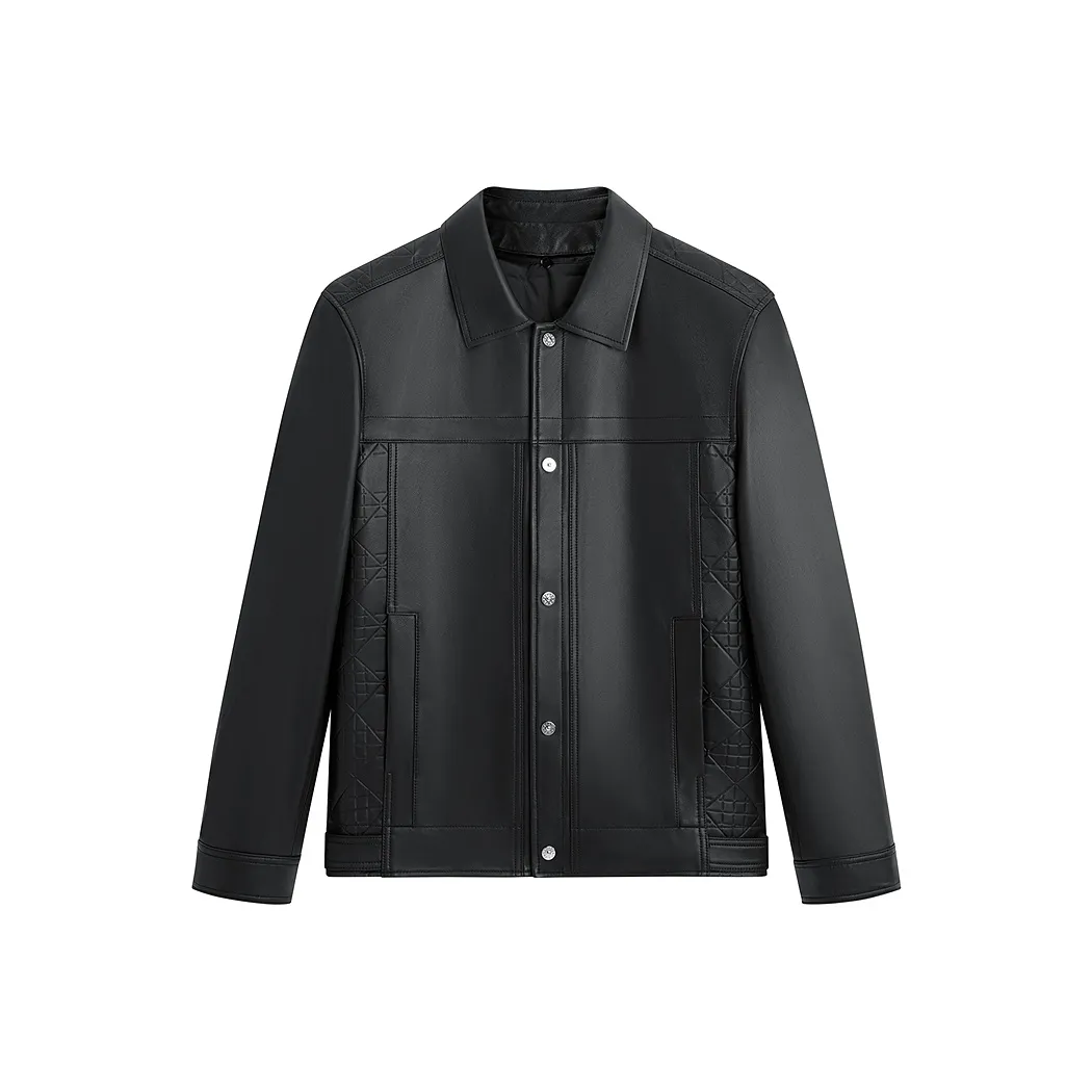 PEACEBIRD MEN Sharpness Кожа Куртка Овчина Тисненый Куртка Мужской