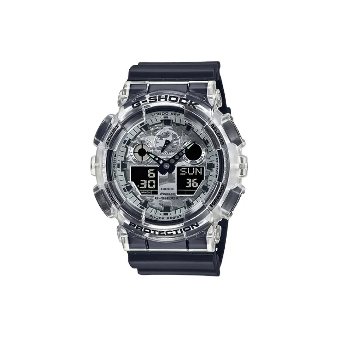 CASIO Liquid Crystal Analog Dual Display Series Кварцевый механизм Смольный ремешок Часы 48,9*42,8 мм