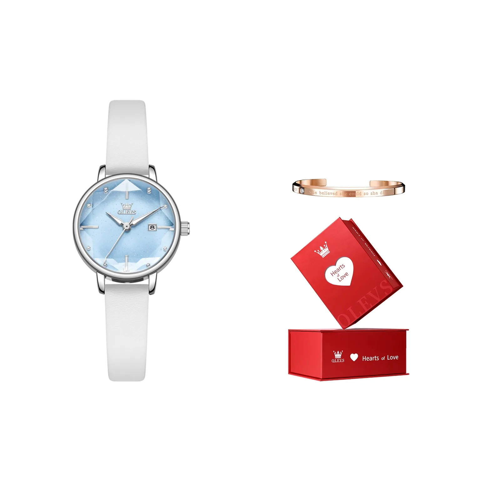 OLEVS Кварцевый механизм Часы Женские Синий циферблат