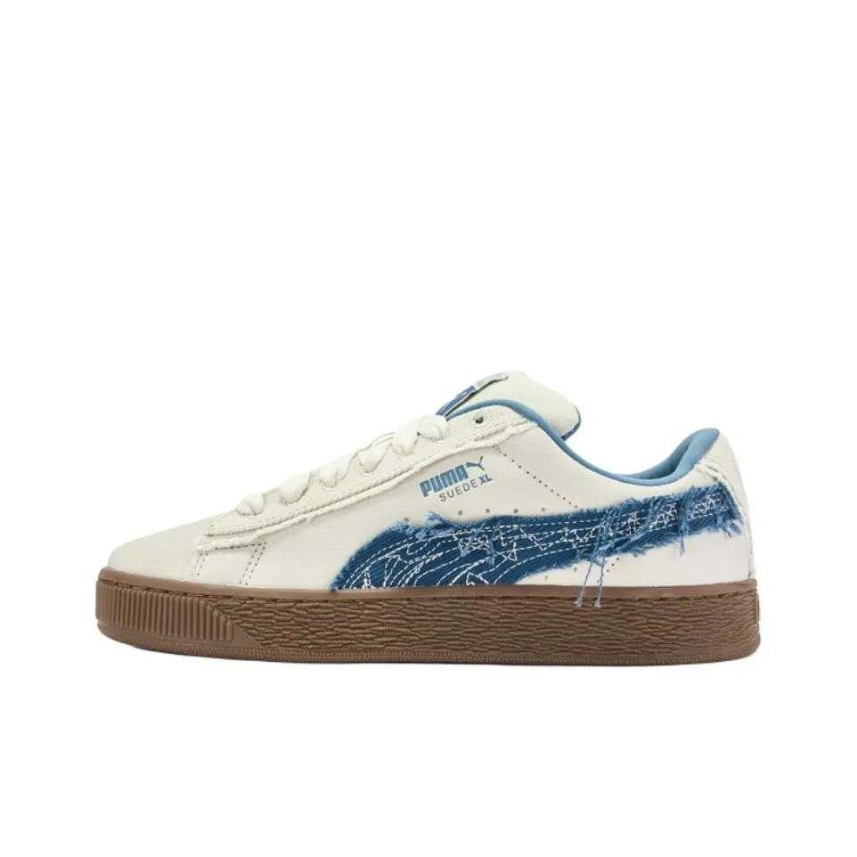PUMA Suede XL Low Топ Скейтборд Кроссовки Унисекс Бежевый Белый Синий