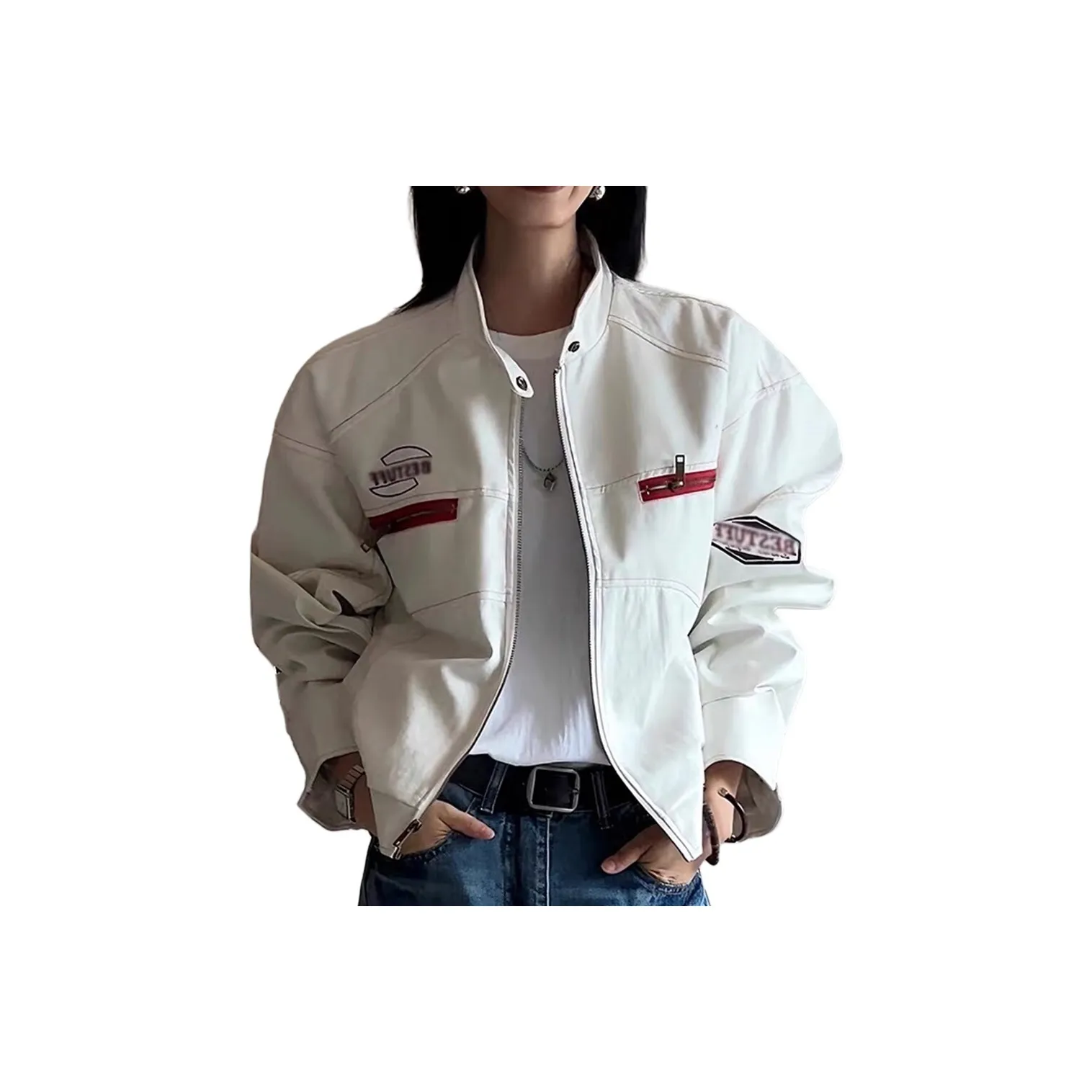 HELEH Белый Женские Кожаные Куртки