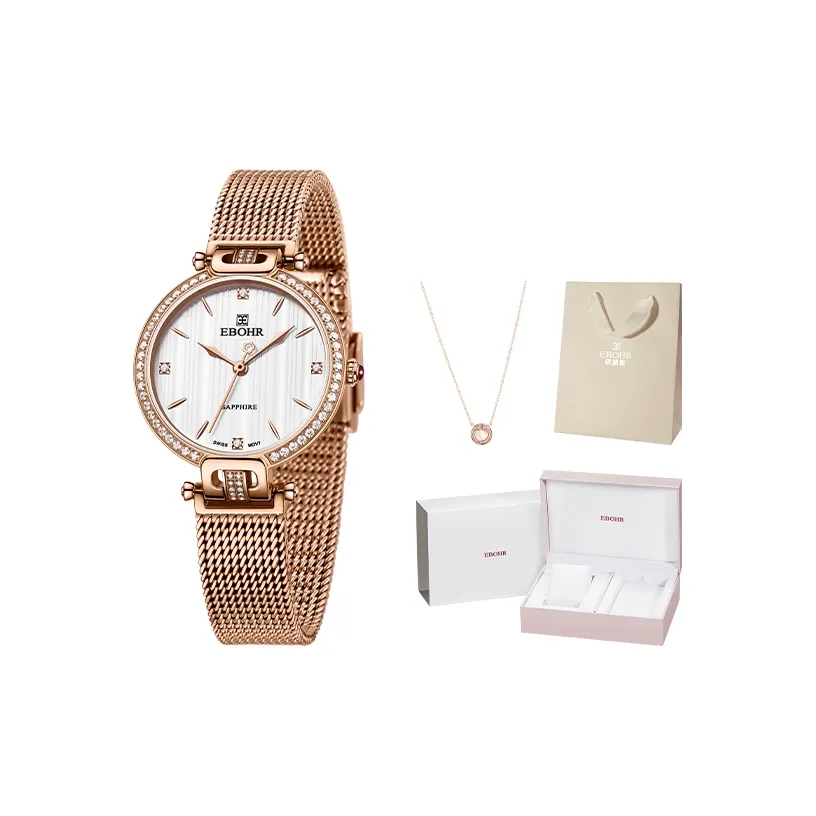 EBOHR В одном стиле Store Эксклюзив Кварцевый механизм Нержавеющая сталь Ремешок Часы Женские часы Белый циферблат