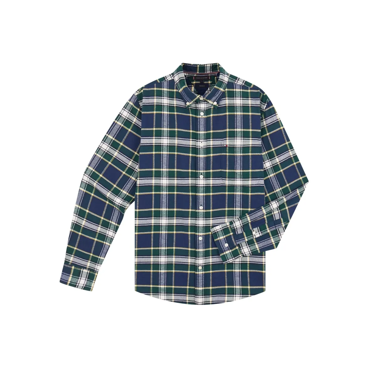 Tommy Hilfiger Синие Зеленые Клетчатые 0N5 Мужские Рубашки