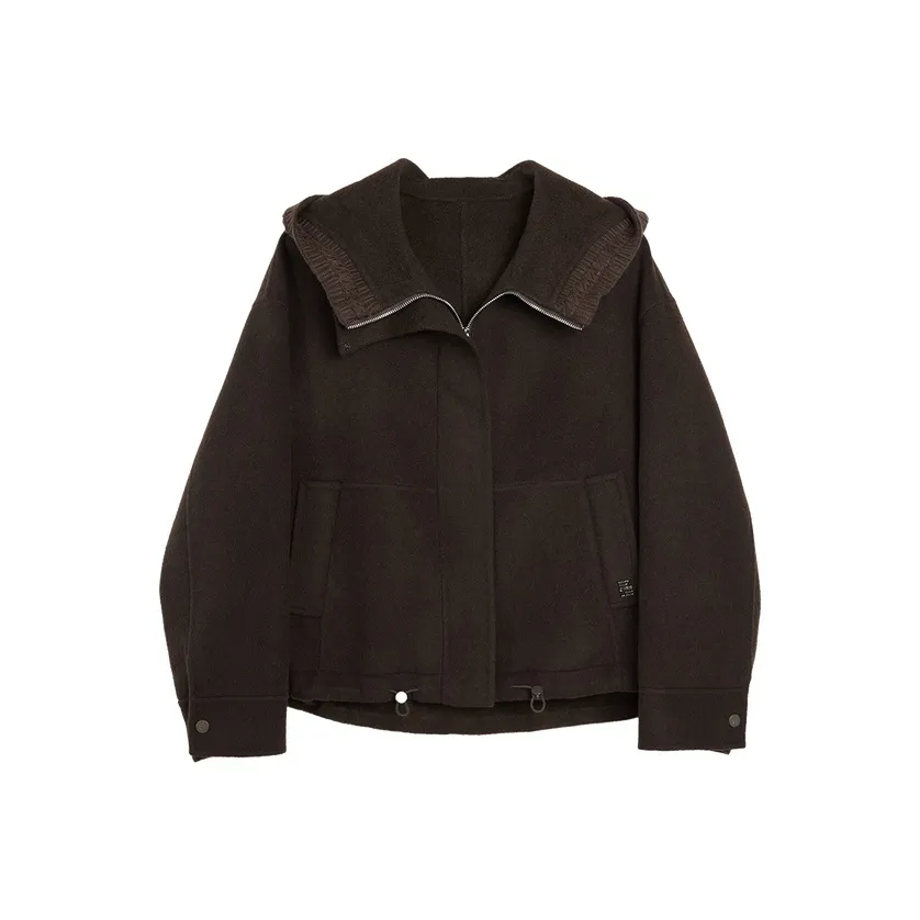 ELLE Темно-коричневое женское пальто