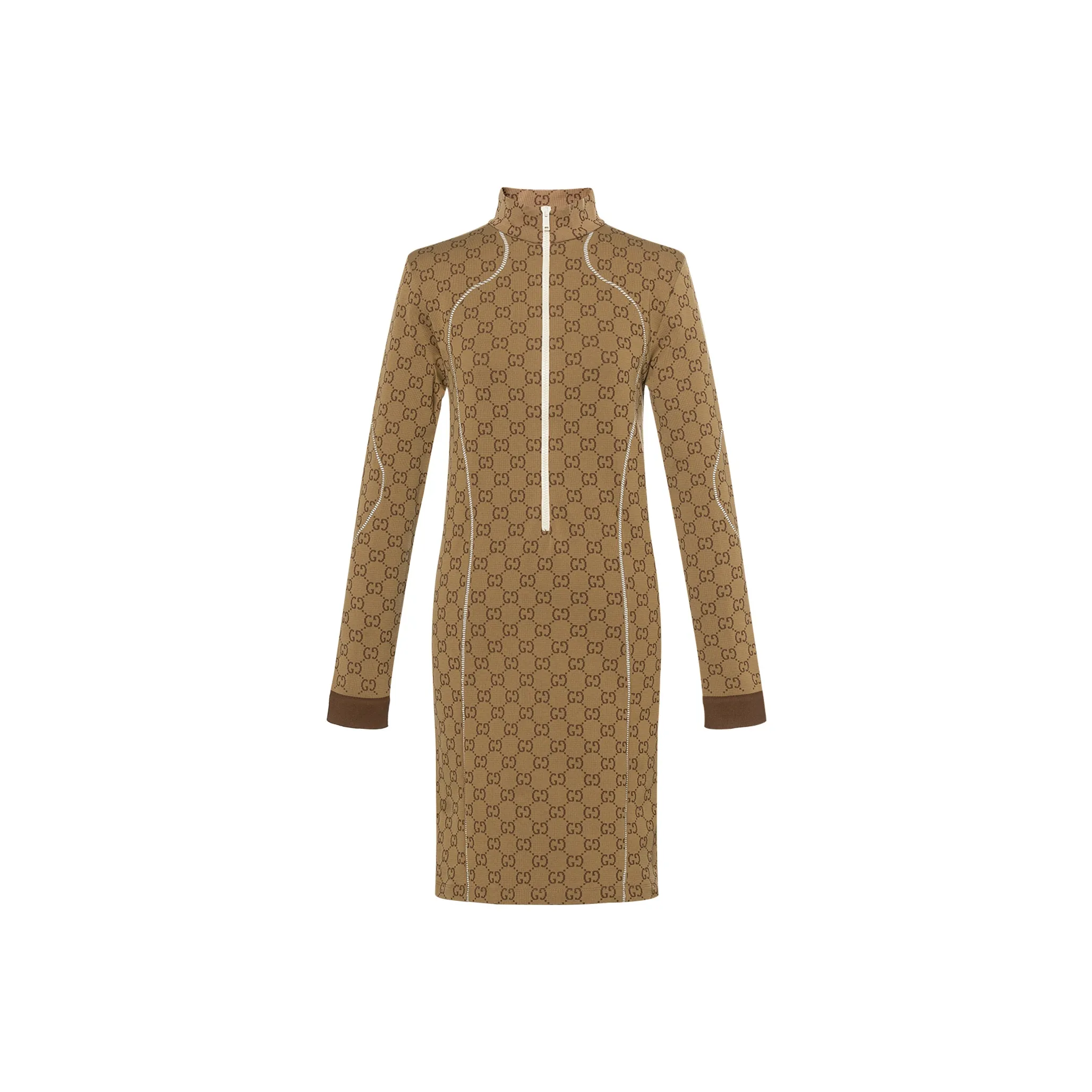 GUCCI FW22 Длинное платье с длинными рукавами женское бежевый