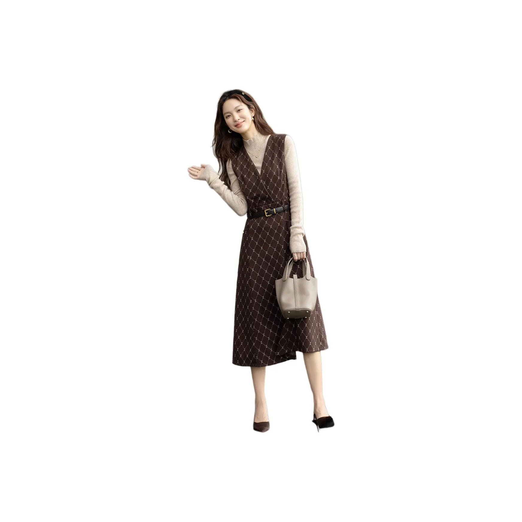 【Dme】 Длинное платье с длинными рукавами женское