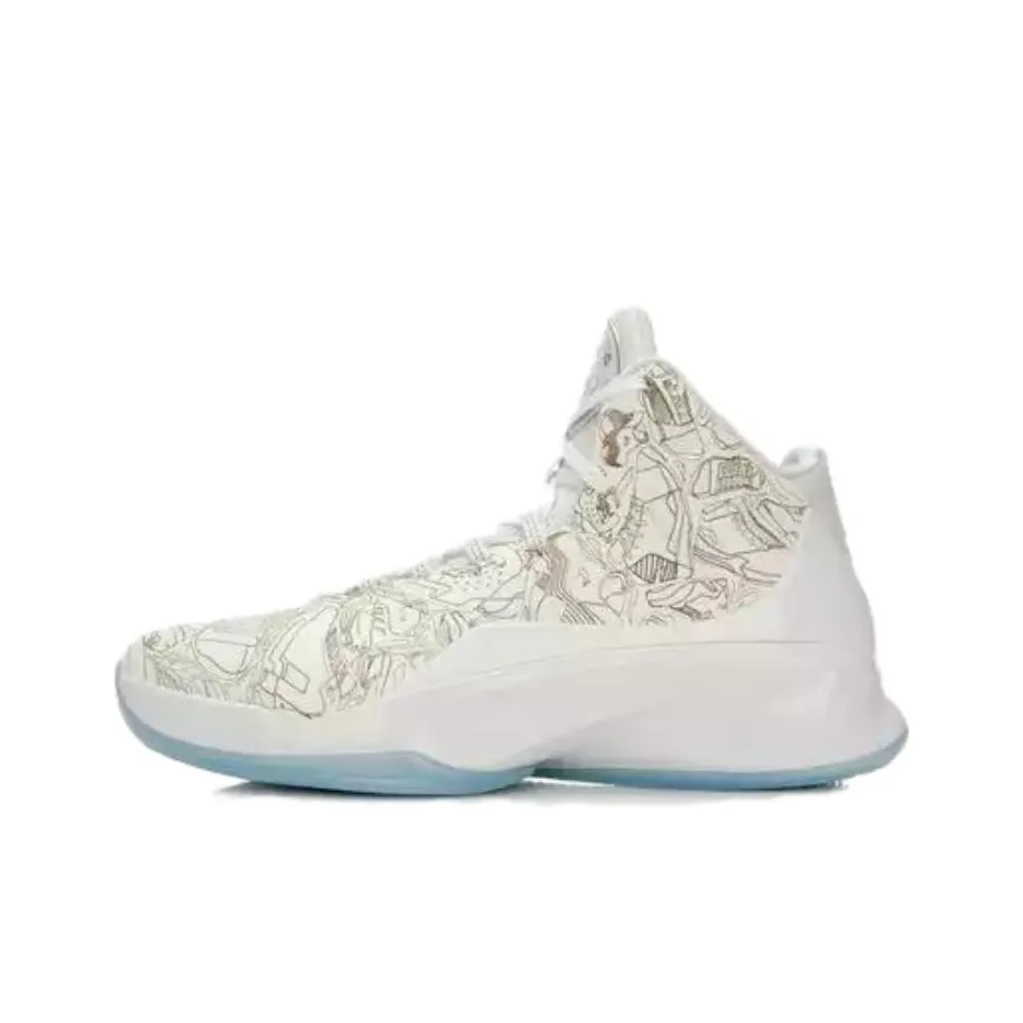 Подкладка YuShuai 10 Амортизаторы Slip-resistant и устойчивые к истиранию Высокий топ Баскетбольные кроссовки Мужские Белые