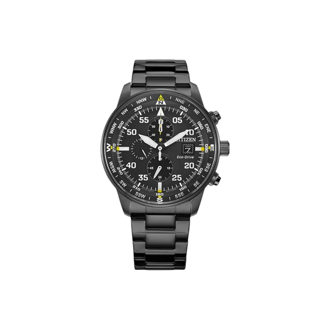 CITIZEN Светильник Кварцевый Механизм Нержавеющая Сталь Ремешок Часы 44 мм Мужские часы Черный Циферблат
