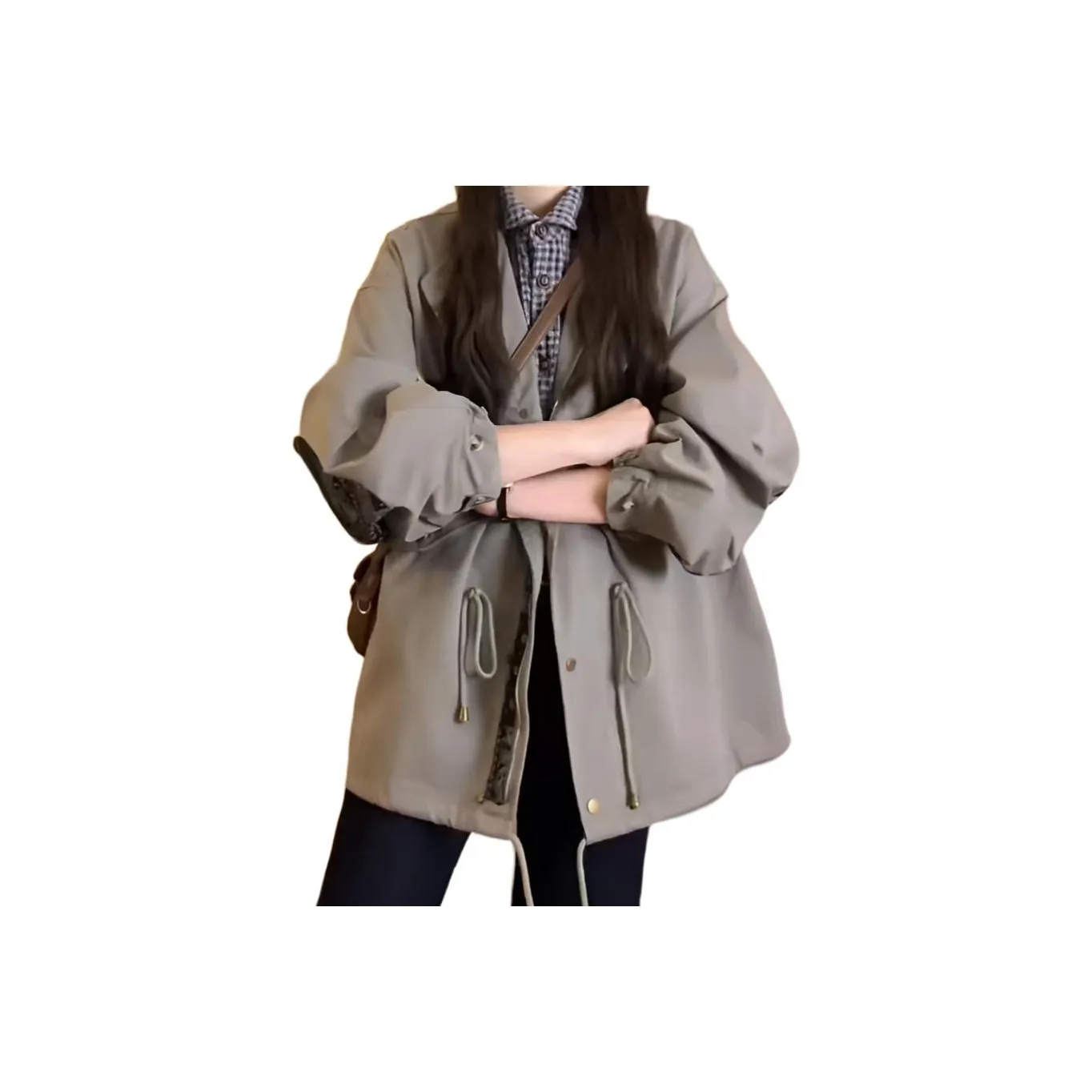 LANGQING Серый Зеленый Giveaway Бренд Наклеенный Женское Пальто