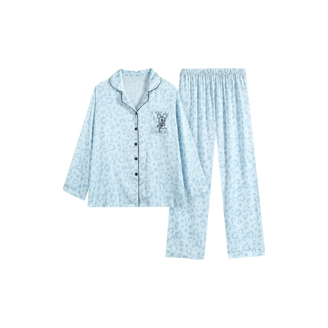 Disney Mickey Светло-Синий Леопардовый Принт Женский Пижамный Комплект