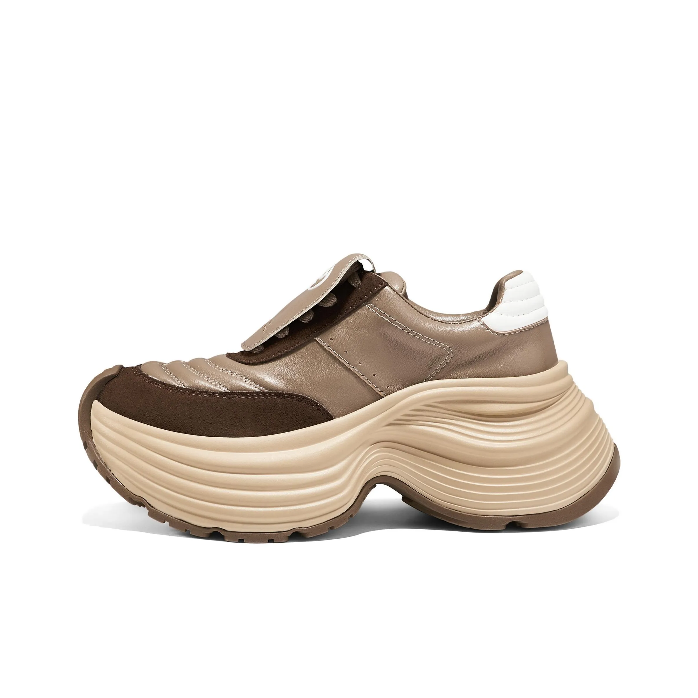 OGR Тысячелистник Crepe Десерт Лакомство Обувь Устойчивая к износу Увеличение высоты Низкий Топ Толстая подошва Женская Коричневый