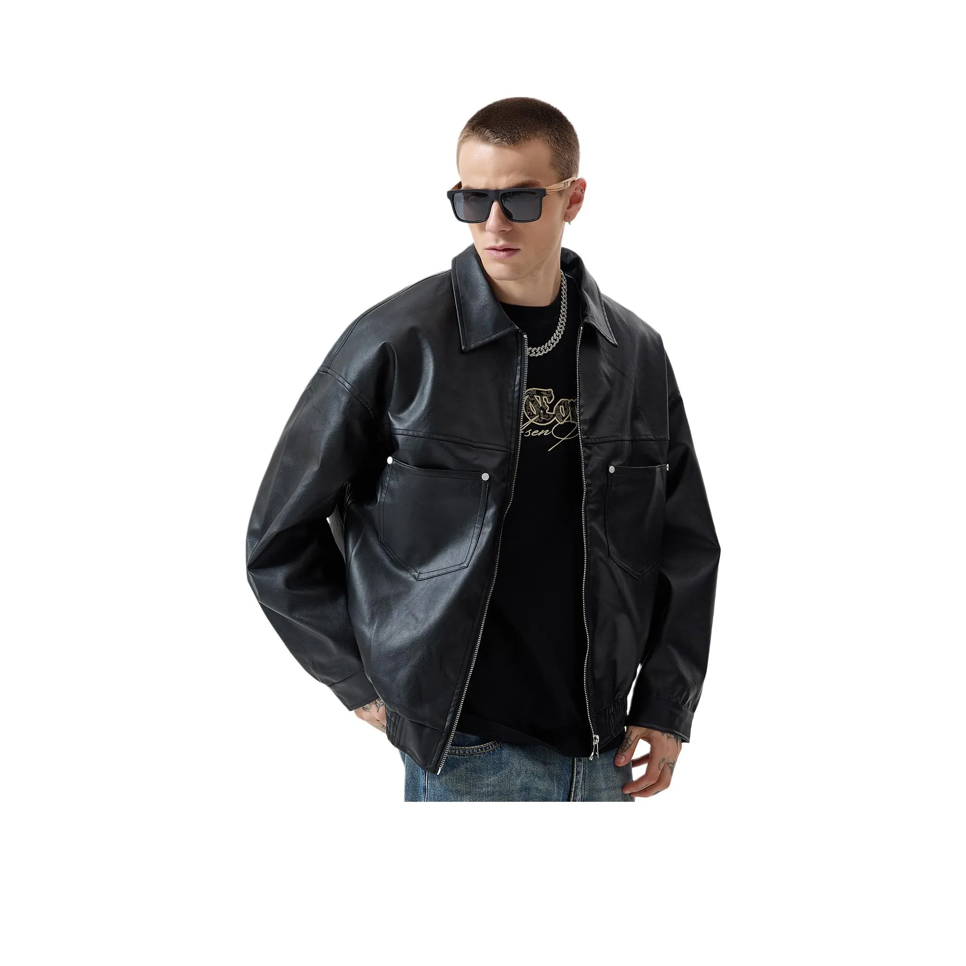 NITENG Кожа Куртка Пальто Мужской