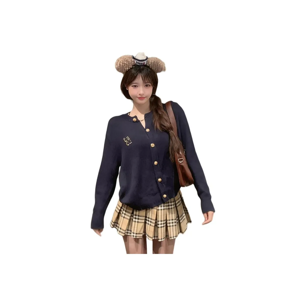 Dippanis Темно-синий топ + хаки короткая юбка женский комплект с юбкой