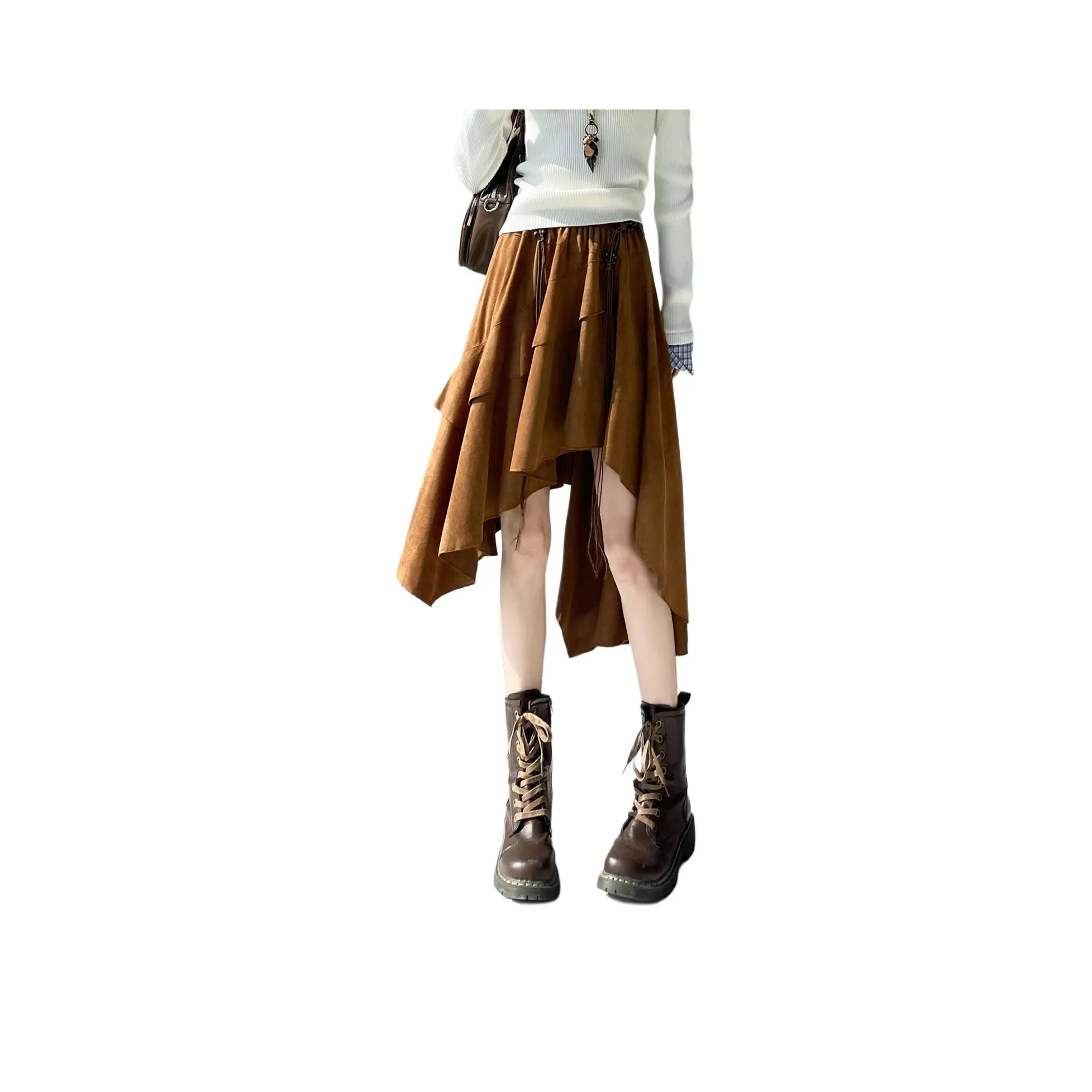 LANGQING Кожа Длинная Юбка Женская