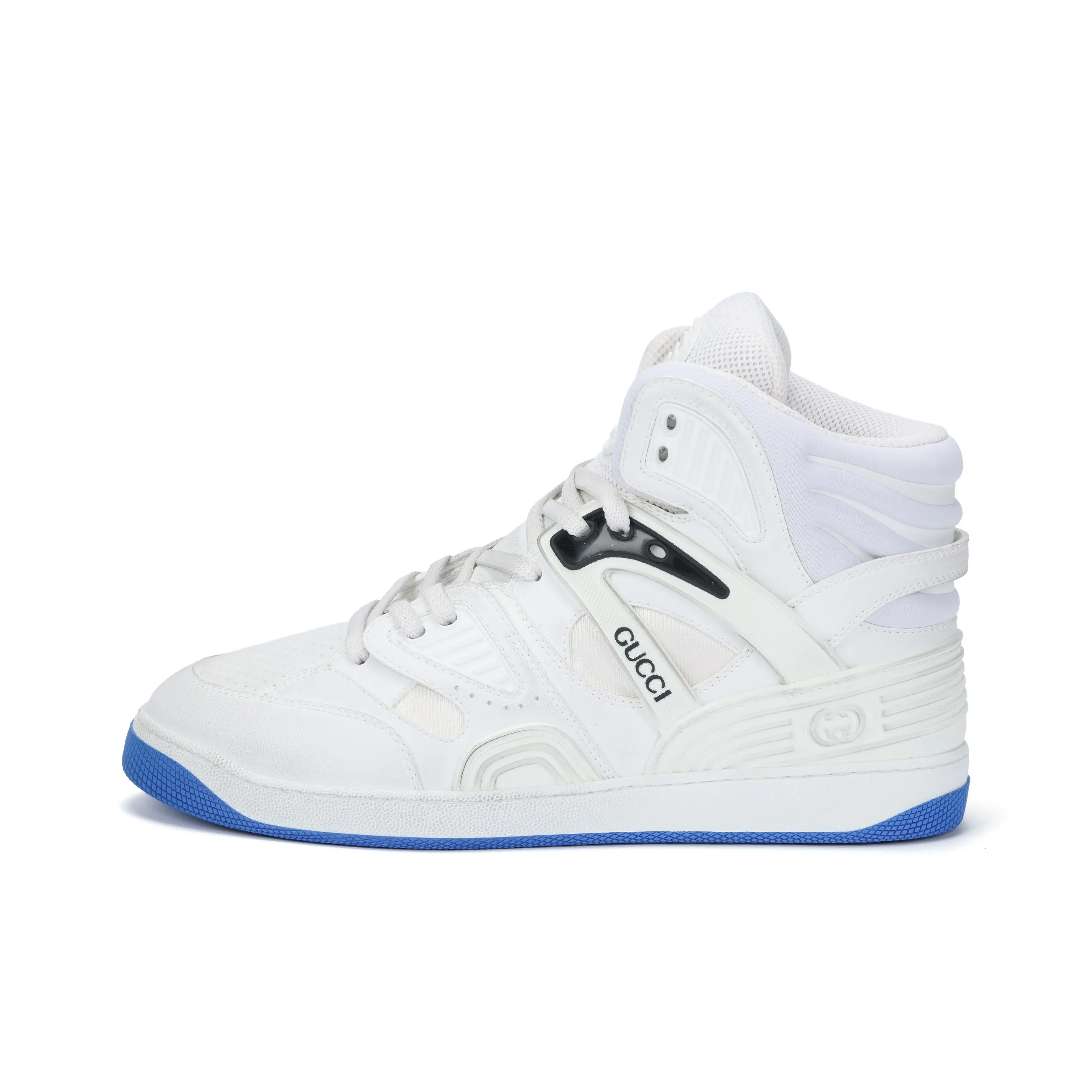 GUCCI Basket Vintage Basketball Shoes Men High Top White/Blue