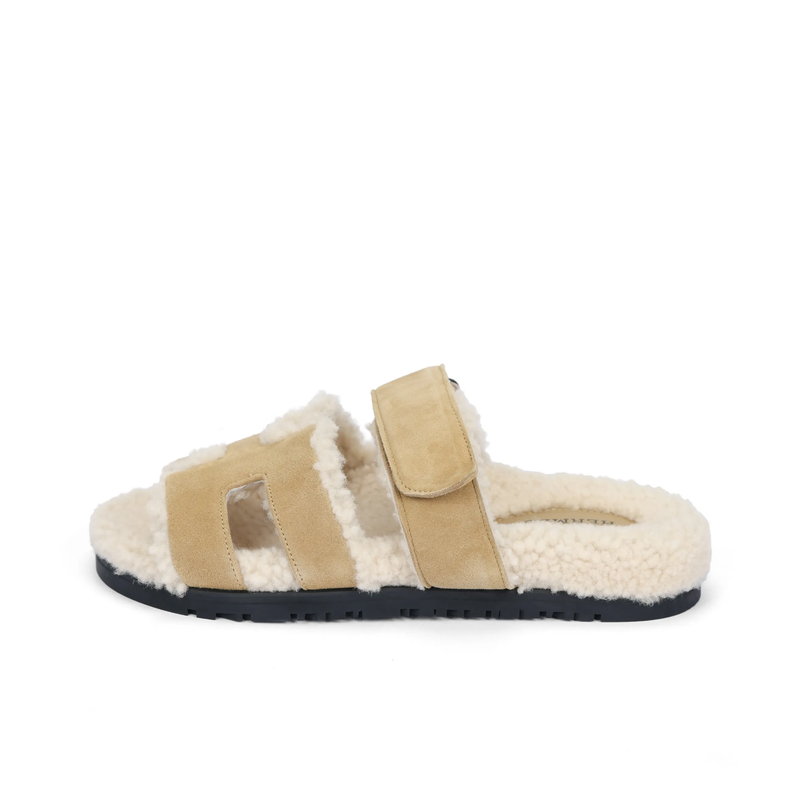 HERMES Chypre Slide Slippers Women's Beige